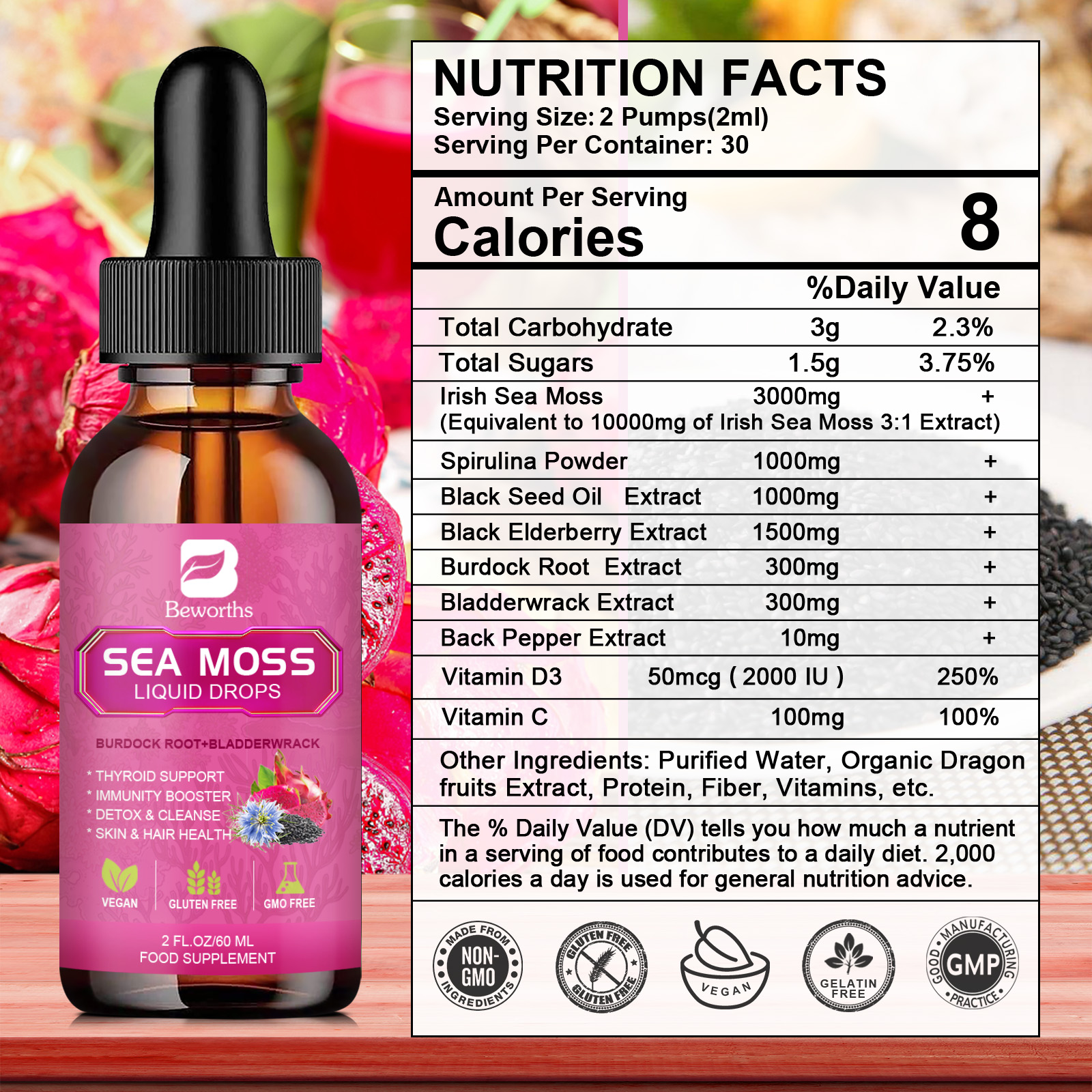 BEWORTHS 3000MG Seamoss Liquid - Root Stimulator Liquid review and price
